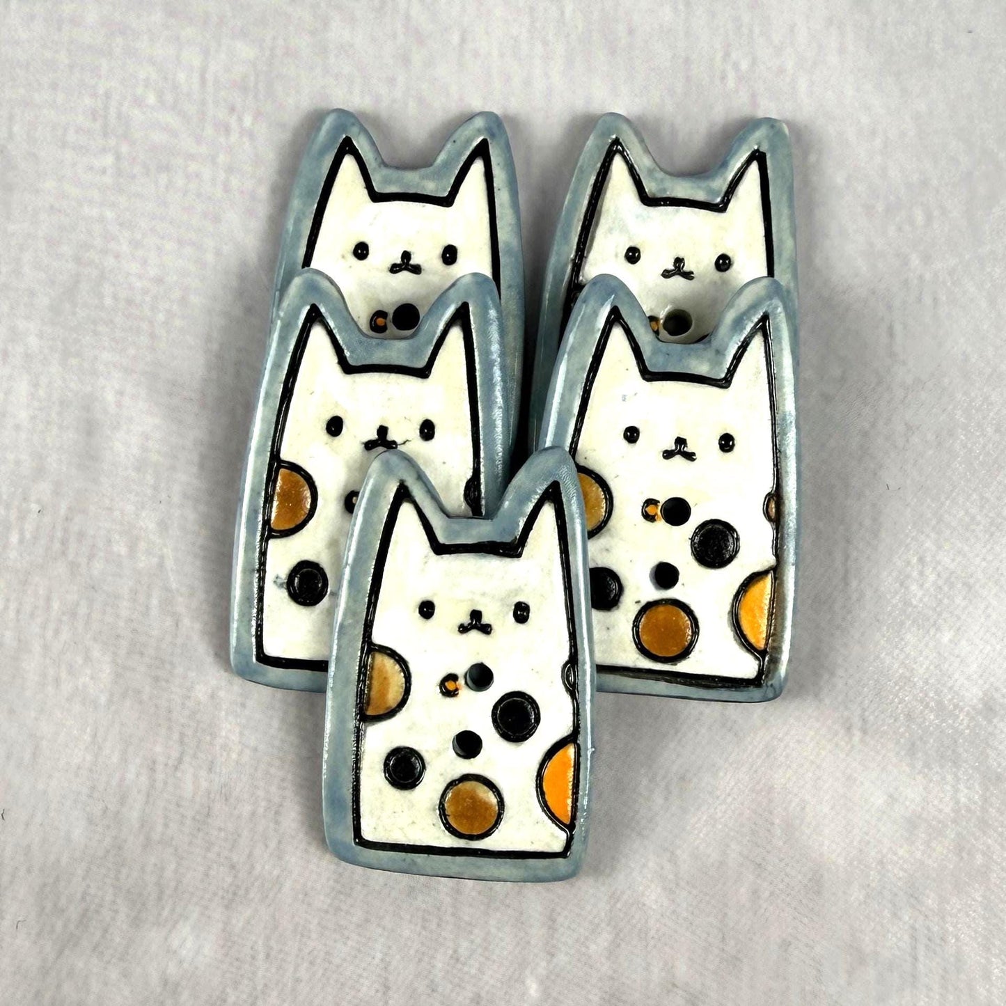 Calico Kitty Ceramic Button