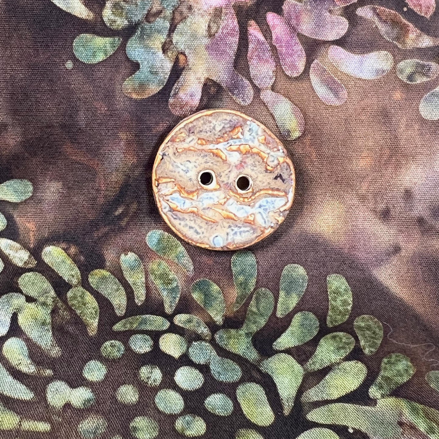 Set of 3 Brown Round Ceramic Buttons with 2 Holes