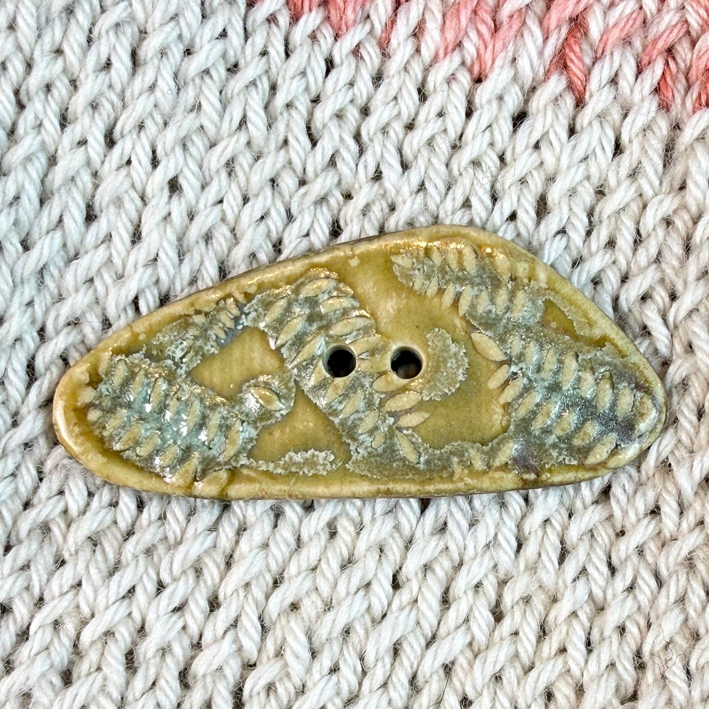 Spring Ferns with Green and Gold 2 Hole Large Triangular Buttons