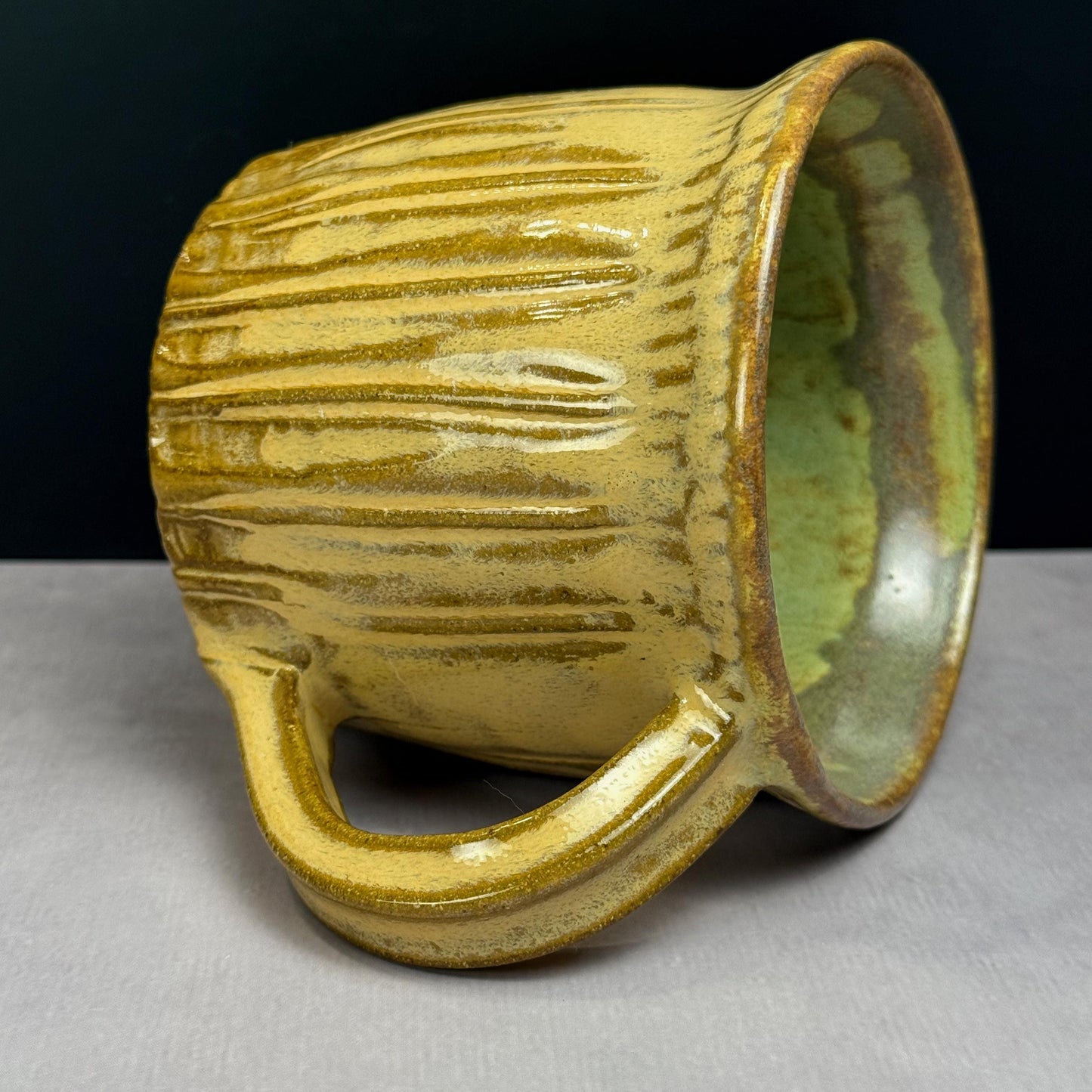 Yellow Ochre and Green Rustic Mug