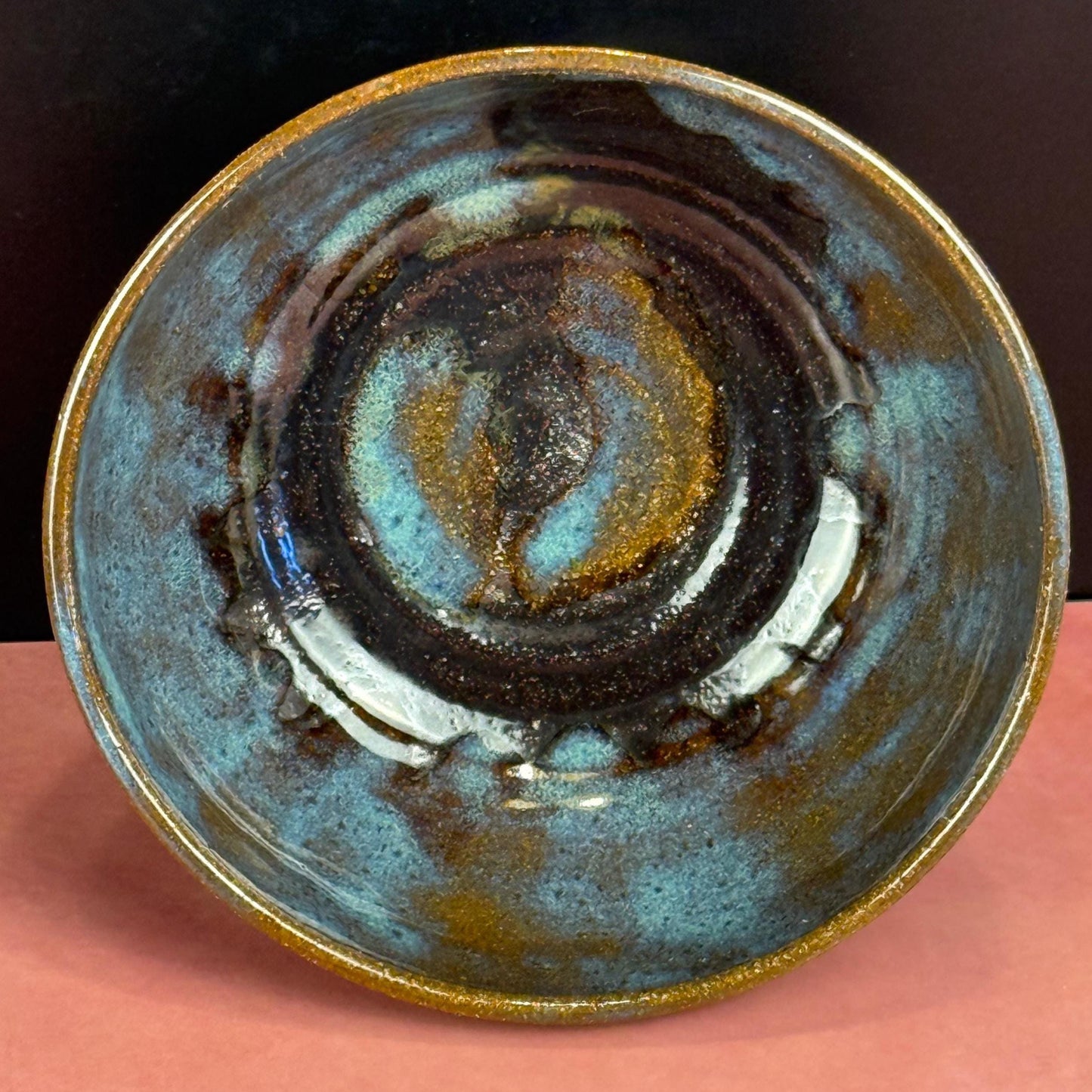 Small Blue and Brown Carved Texture Bowl