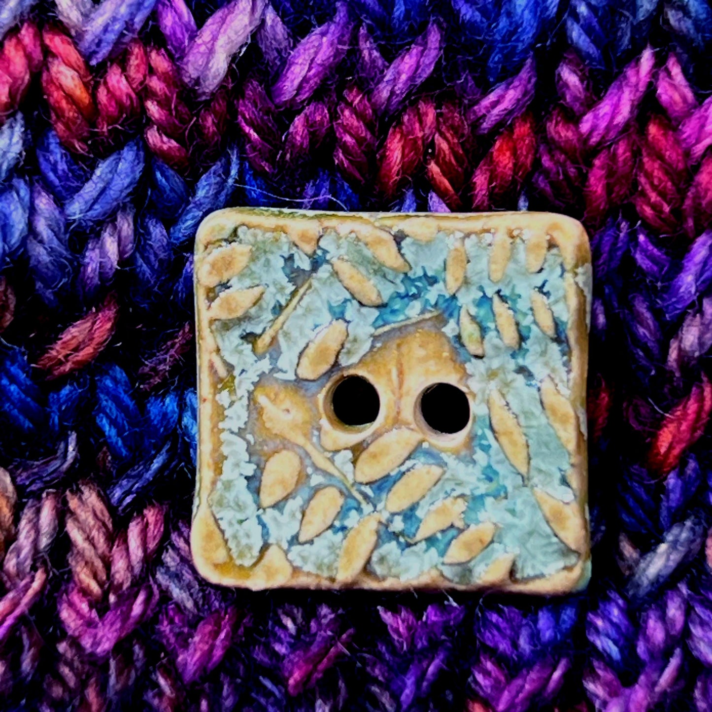 Spring Ferns with Frost 2 Hole Tiny Square Buttons