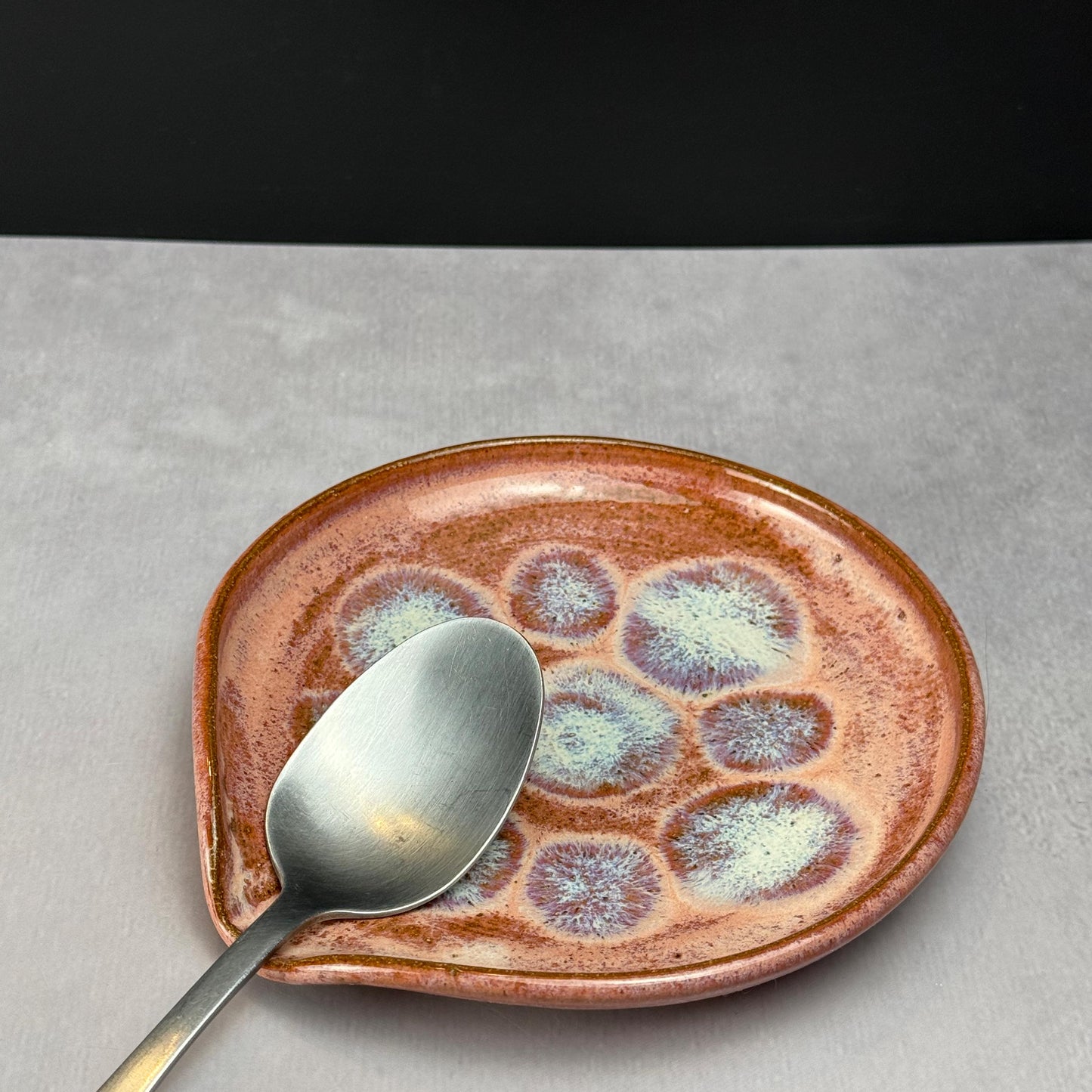 Pink and Blue Stoneware Spoon Rest