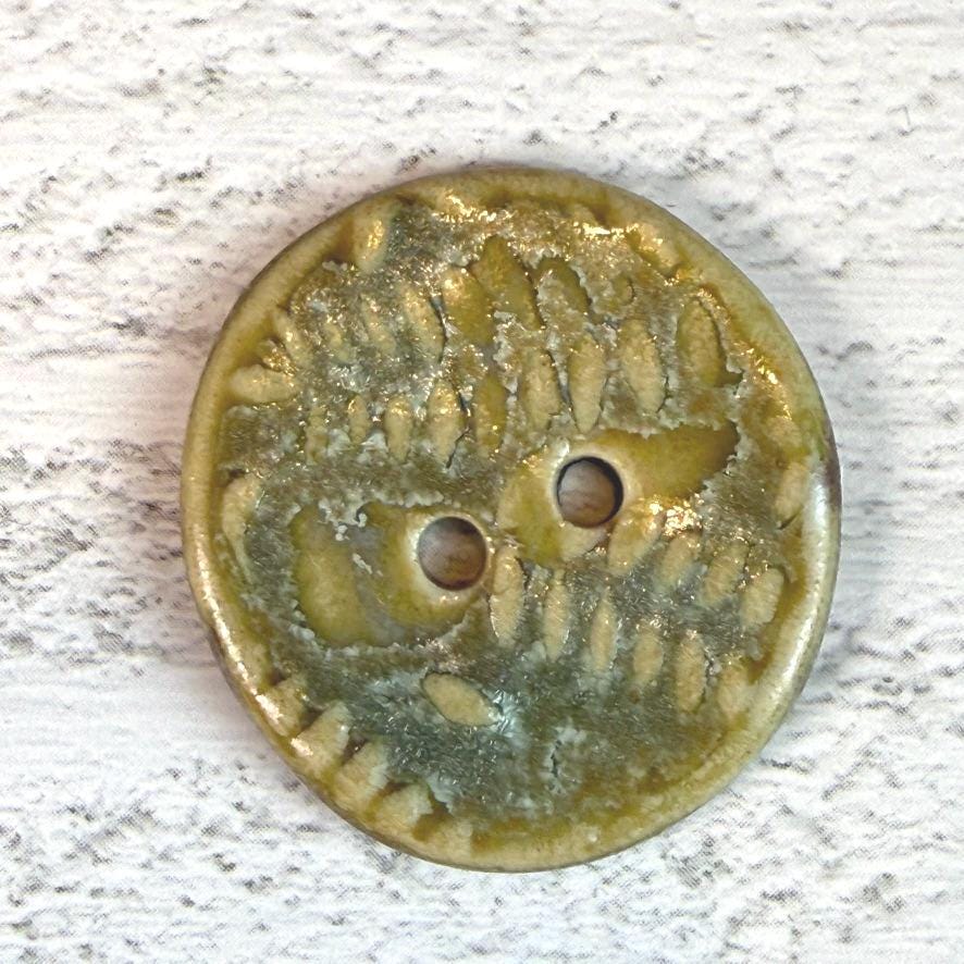 Small Spring Ferns with Green and Gold 2 Hole Round Buttons