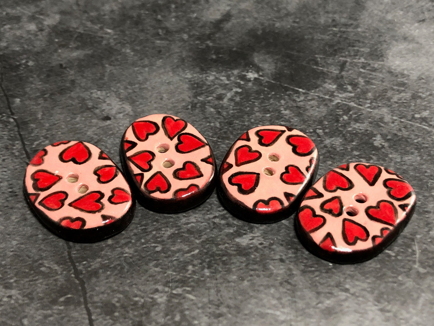 Valentine Hearts Oval Button