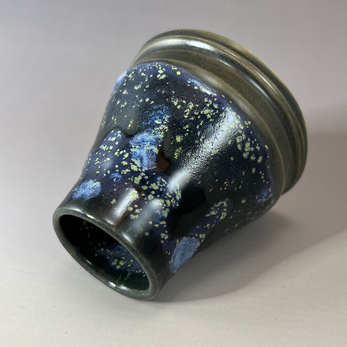 Black with Blue Hydrangea Accents Bud Vase