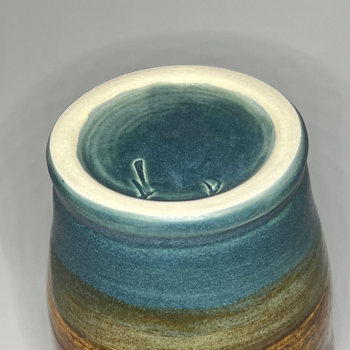 Brown and Cerulean Blue Ceramic Tumbler