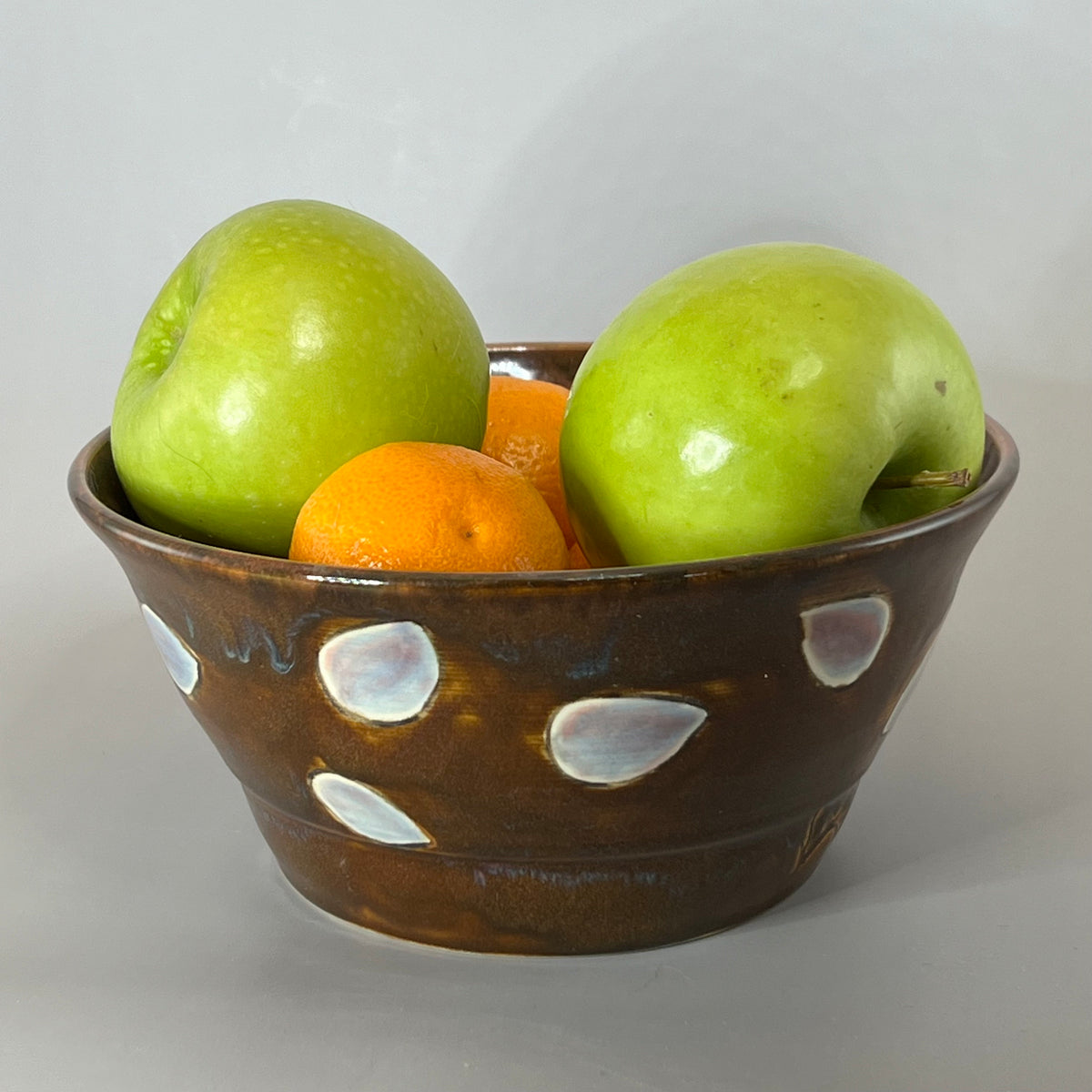 Brown Serving Bowl with Tulips