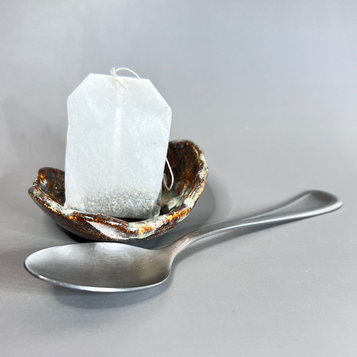 Brown Fall Leaves With Frost Teabag Holder/Spoon Rest