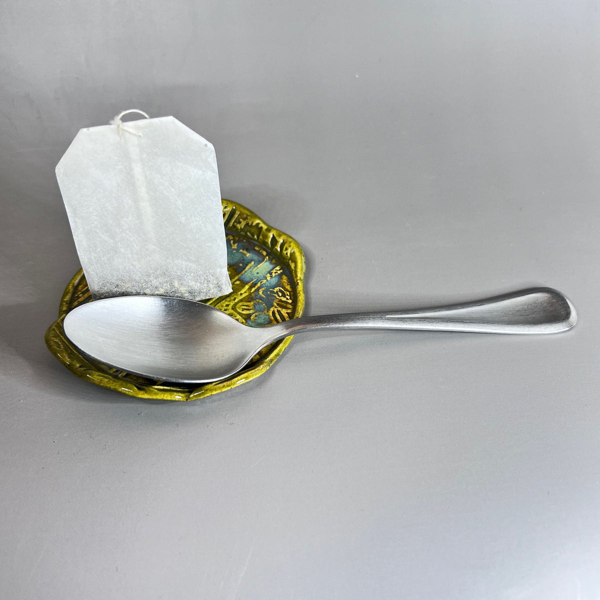 Succulent Patterned Stoneware Teabag Holder/Spoon Rest