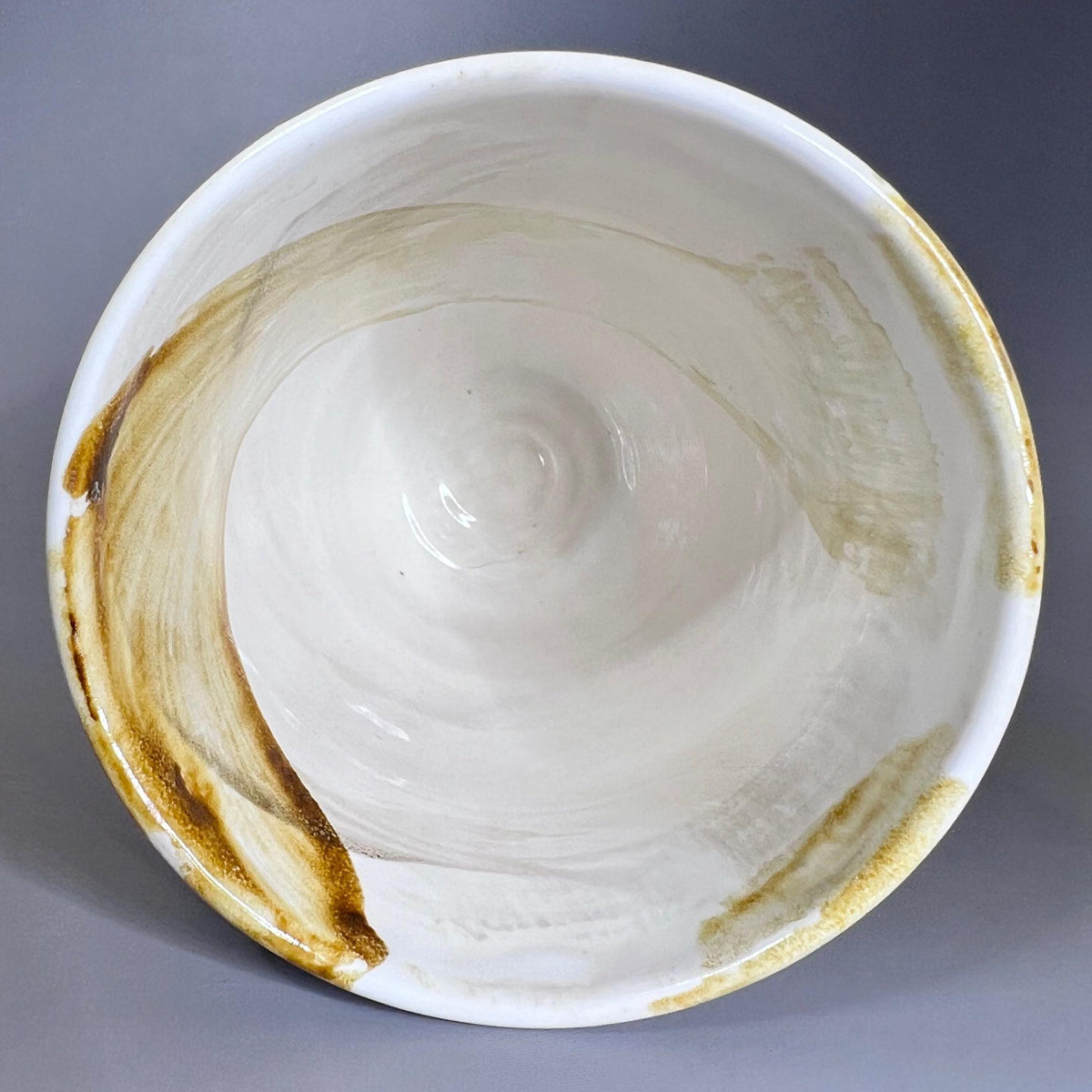 White with Brush Strokes of Copper Stoneware Tumbler