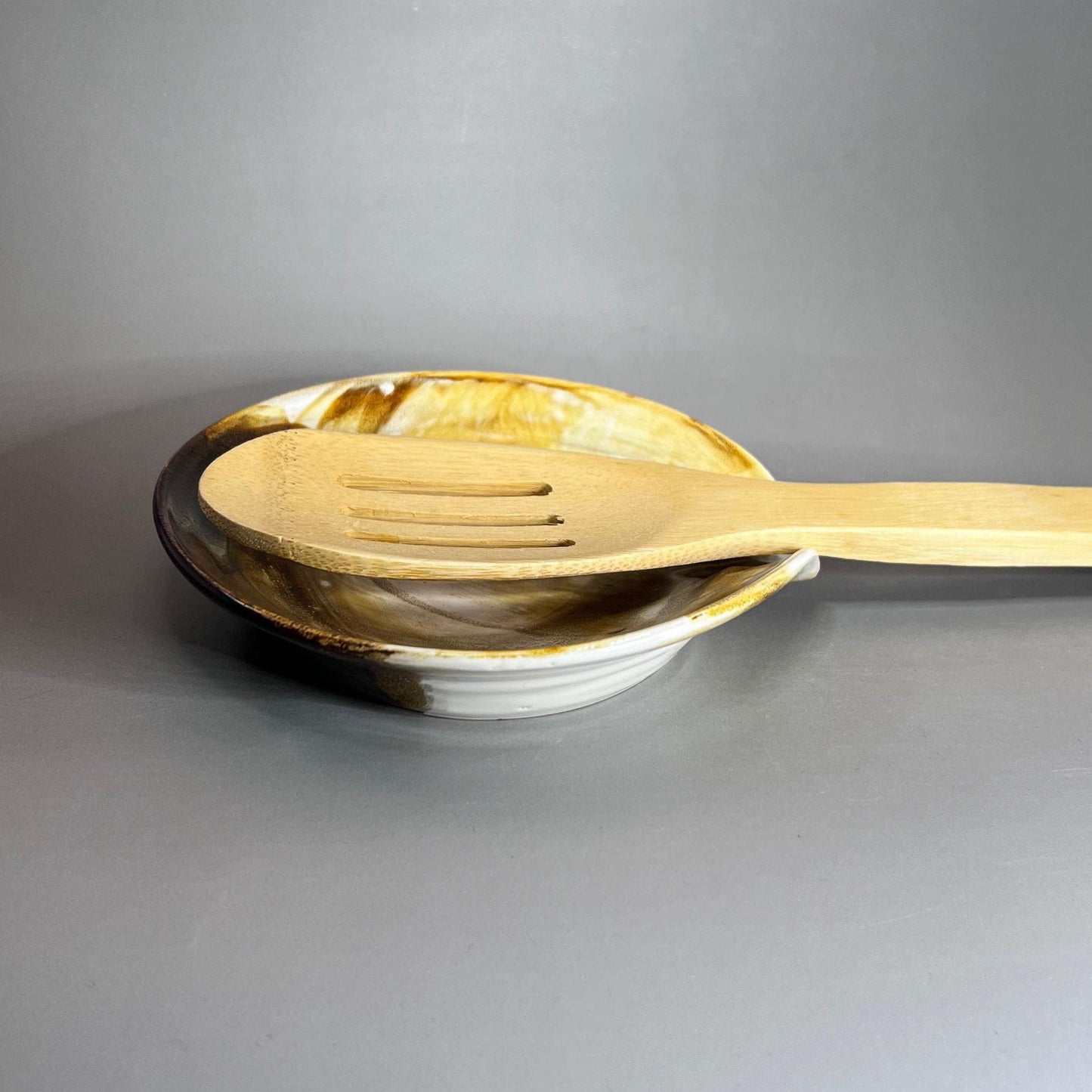 White with Copper Small Spoon Rest