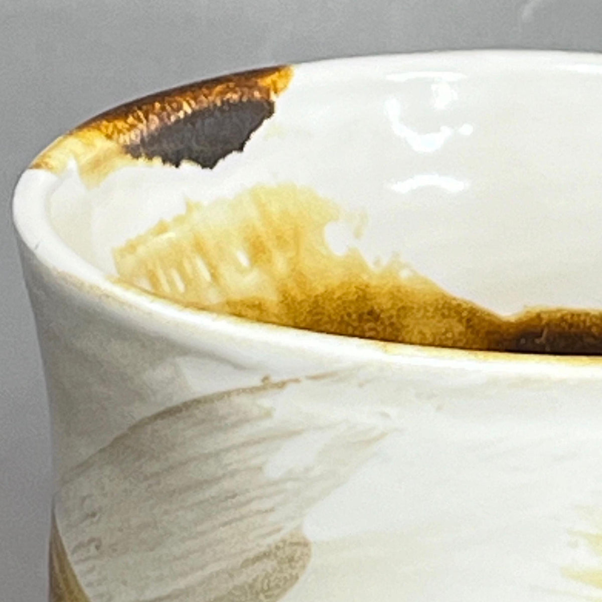 Small White with Copper Brush Strokes Stoneware Tumbler