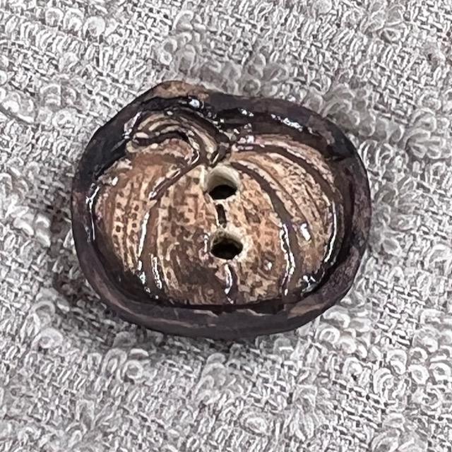 Pumpkin with Brown Details Ceramic Button
