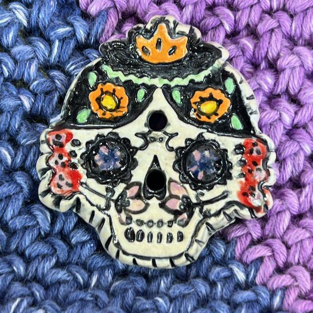 Calavera/Sugar Skull Design Focal Ceramic Bead Male or Female