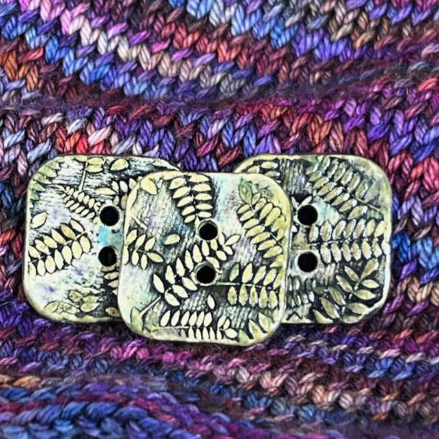 Woodland Fern Textured Square Ceramic Button