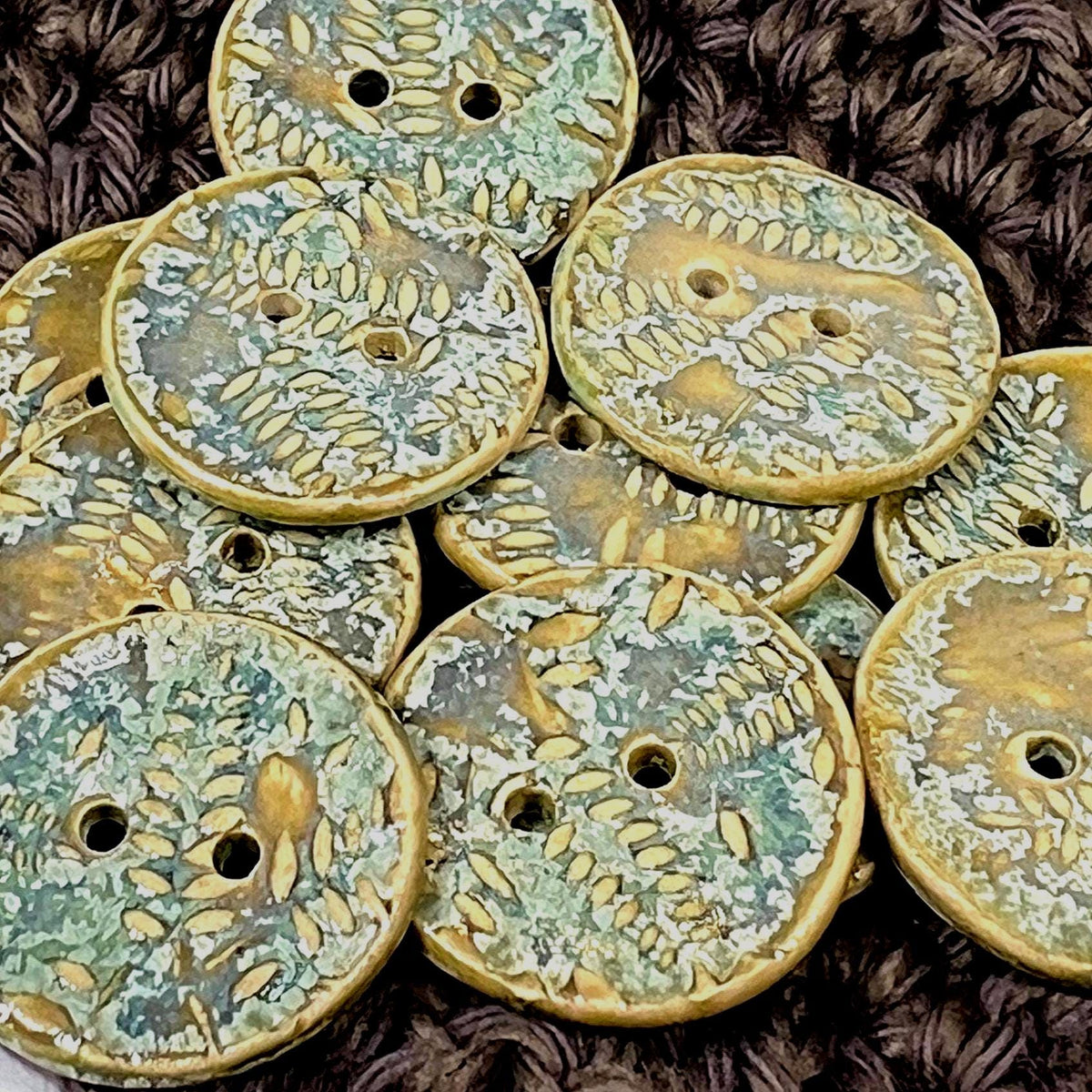 Spring Ferns with Frost 2 Hole Round Buttons