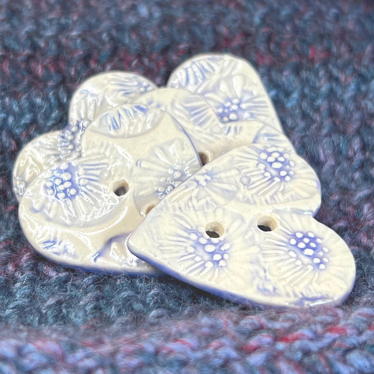 White with Blue and Purple Flower Textures