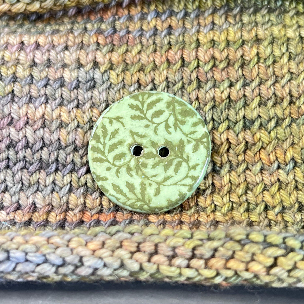 Large Green Accent Button with Green Silkscreened Leaves