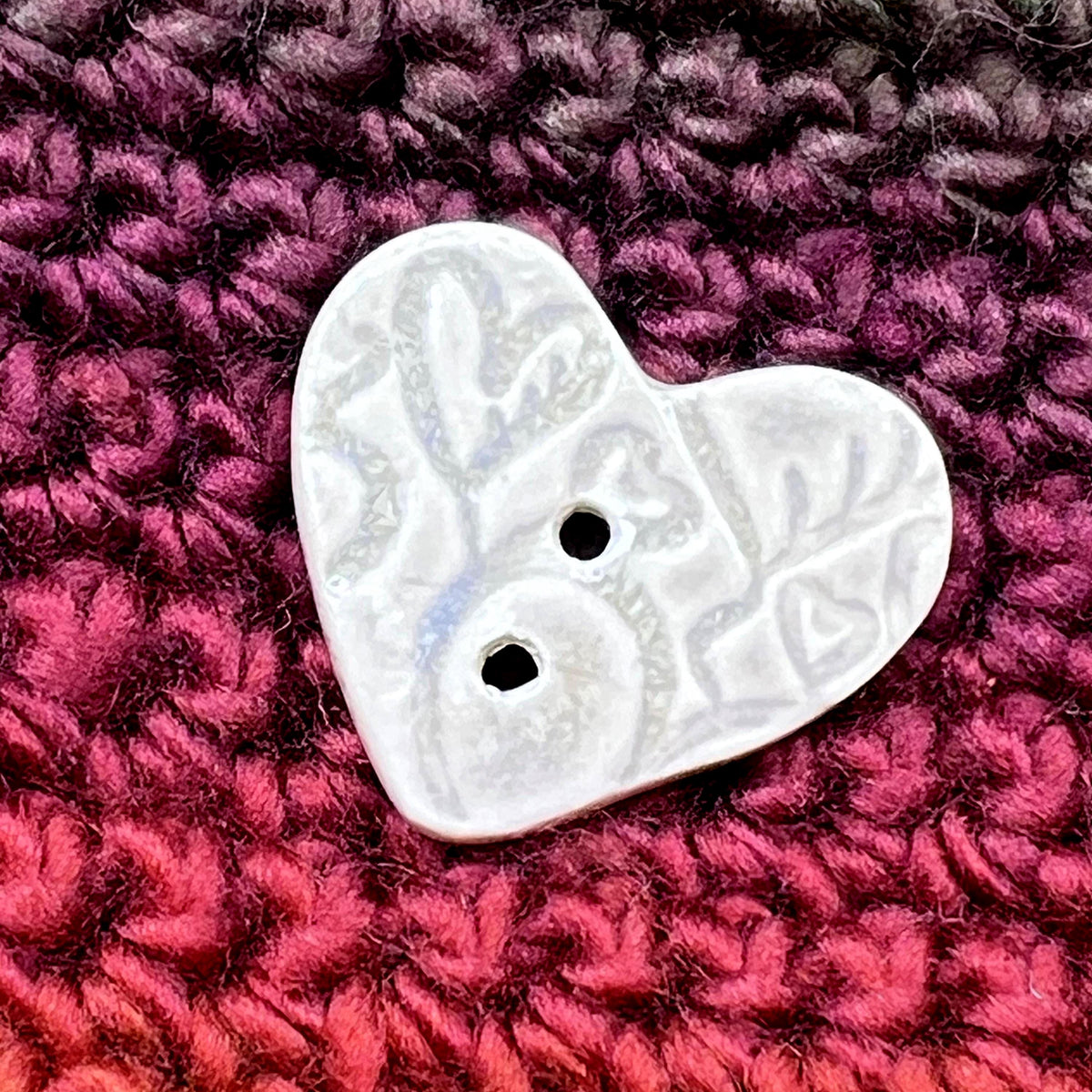 White Heart Buttons with Light Gray Heart Pattern
