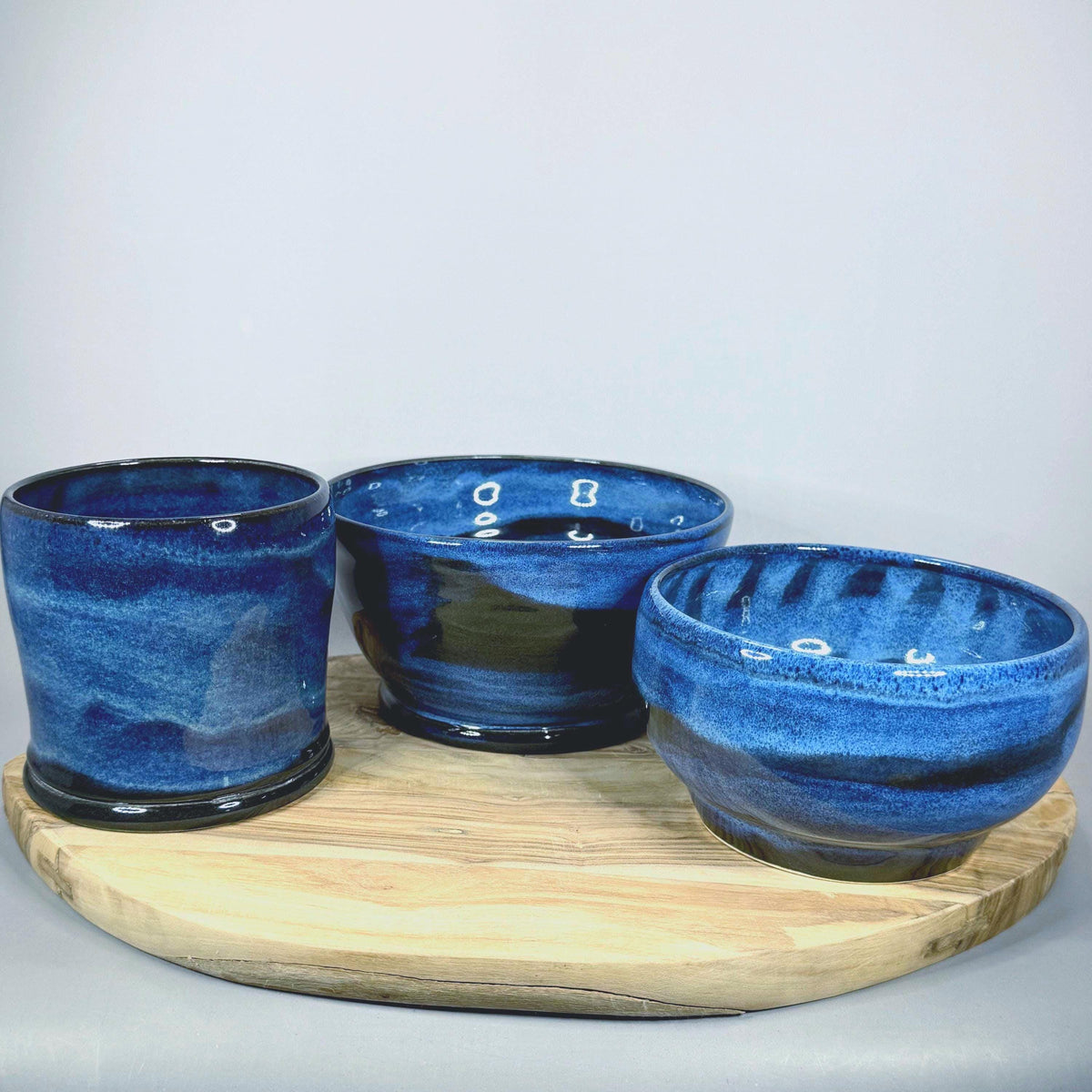 Blue Ocean Ripples Glaze Cache Pot/Desk Caddy