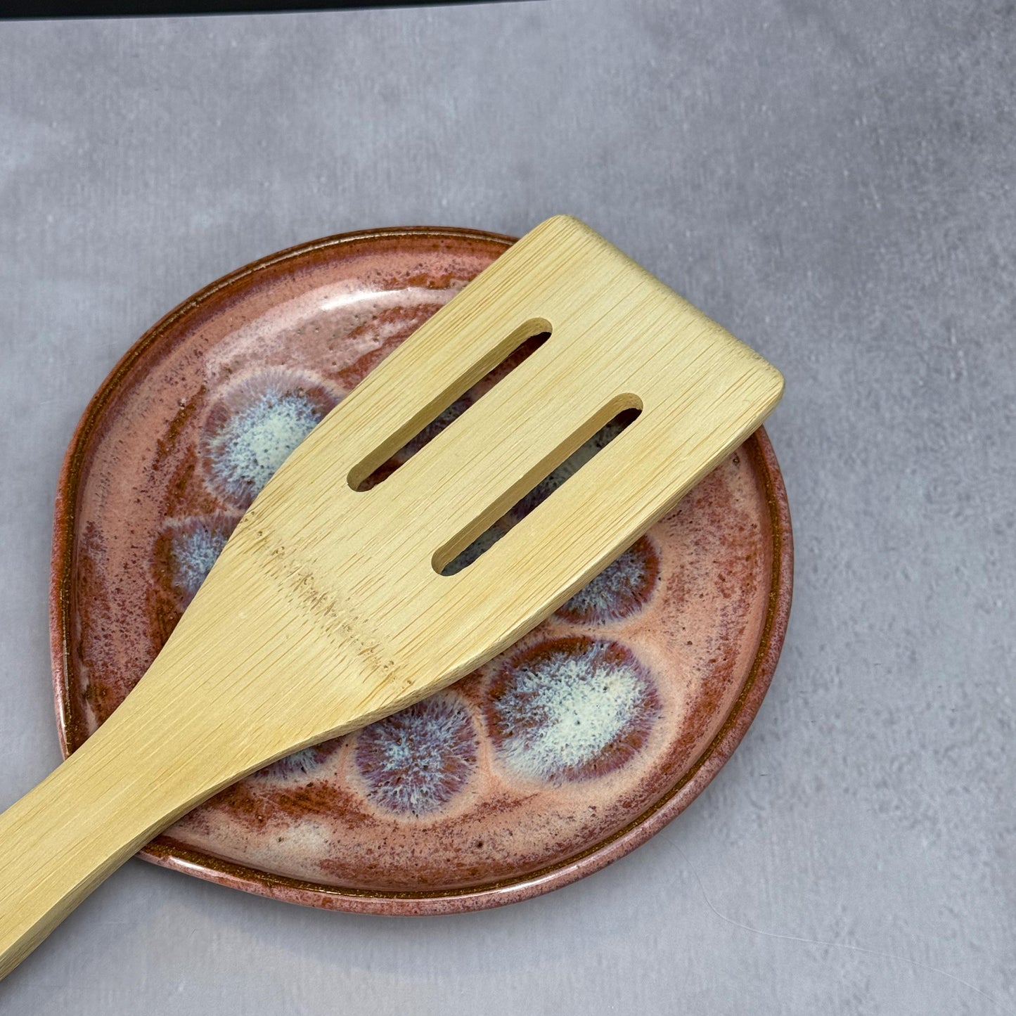 Pink and Blue Stoneware Spoon Rest