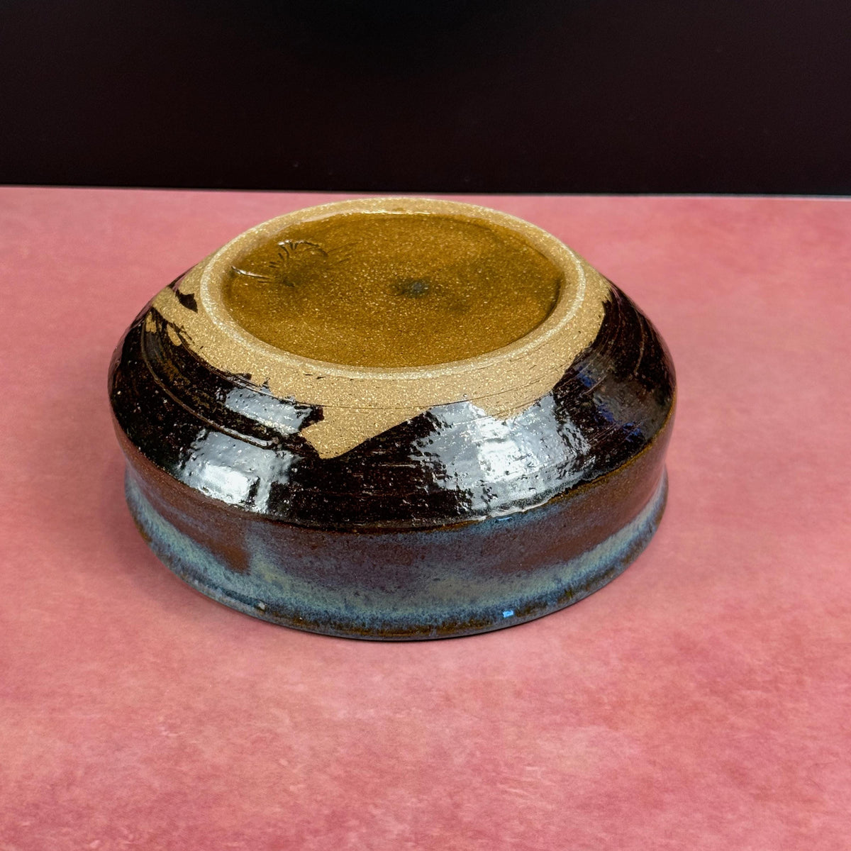 Blue with Brown Shallow Brown Stoneware Bowl