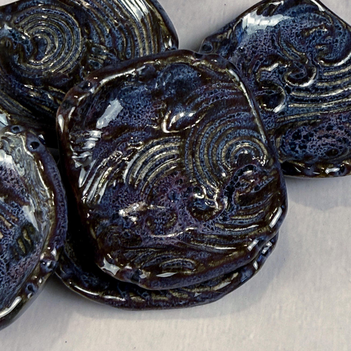 Dark Blue and Purple Wave Patterned Chopstick Rest/Tiny Spoon Rest