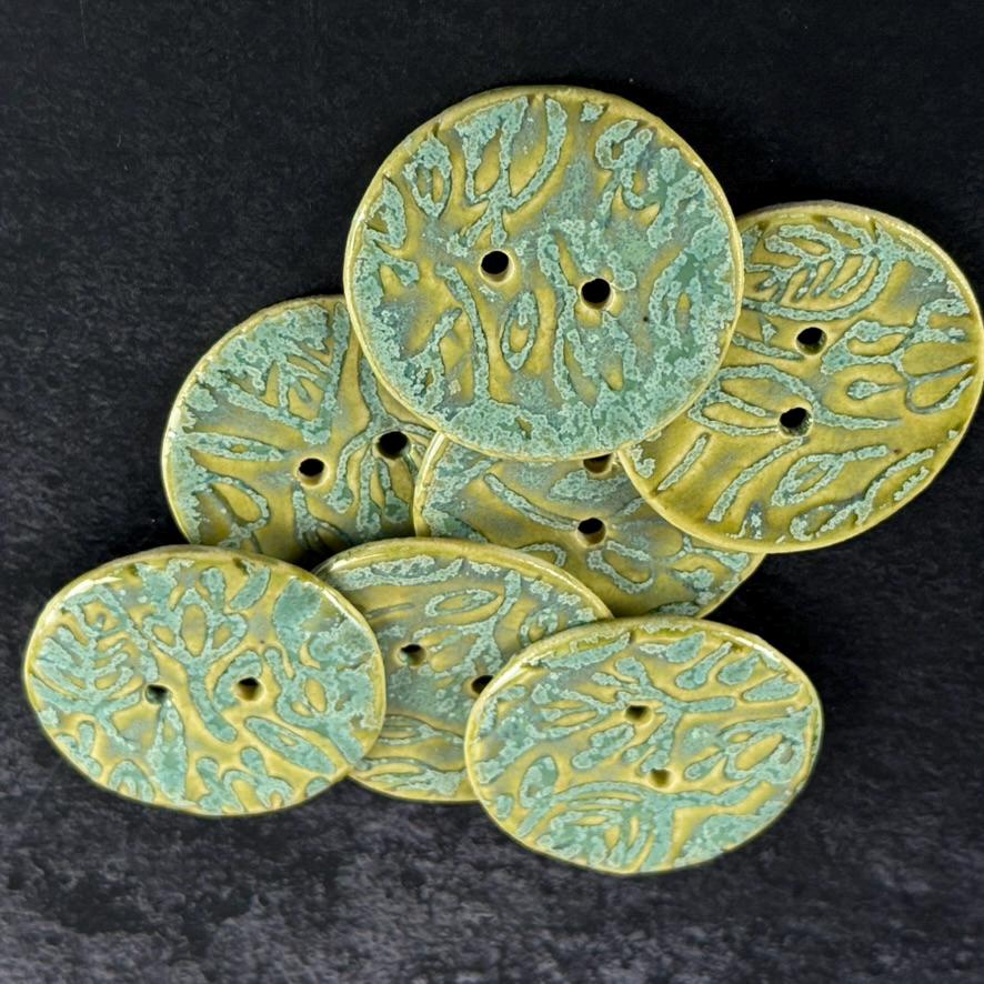 Bright Green and Aqua Round Ceramic Buttons