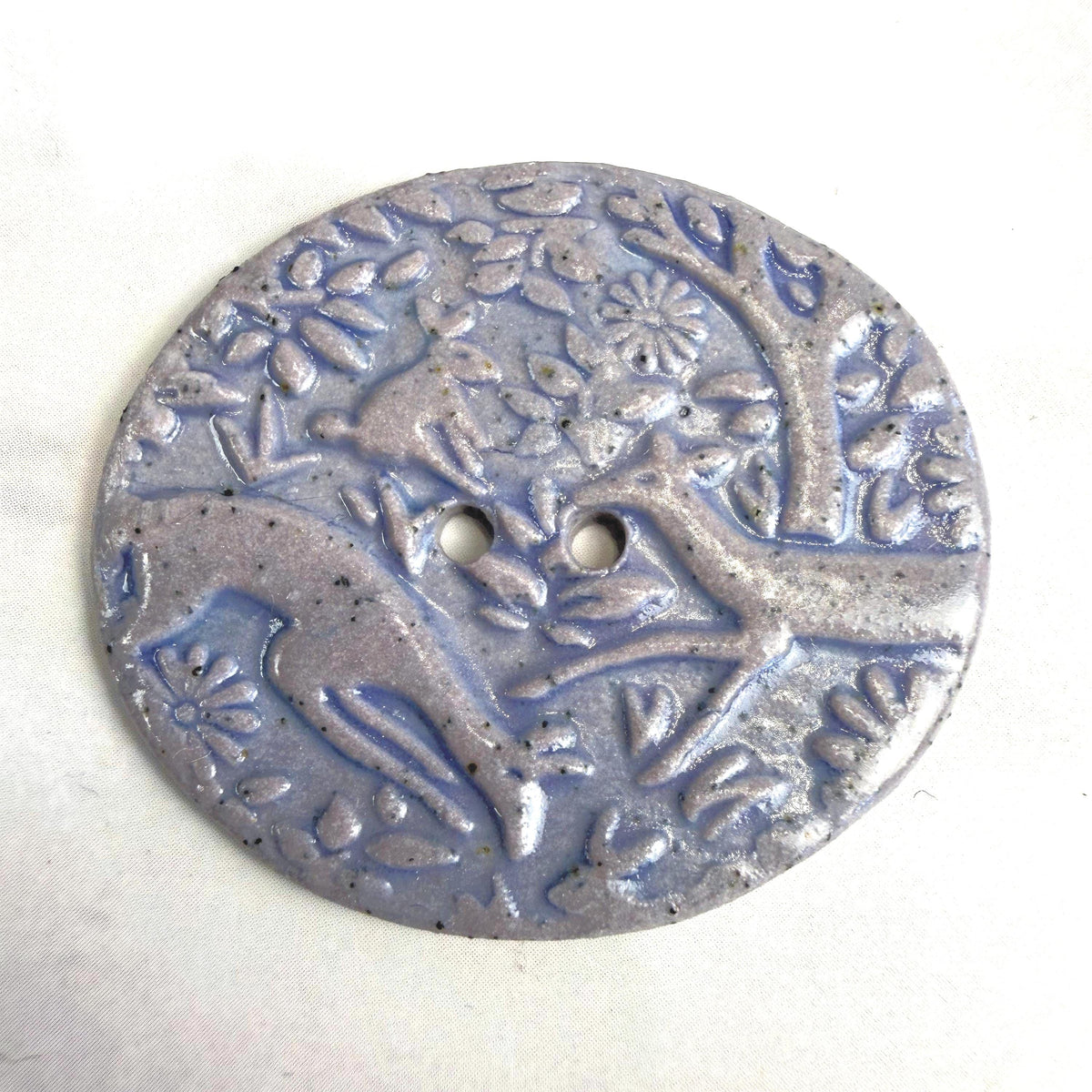 Dark Lavender Porcelain Woodland Deer Oval Button