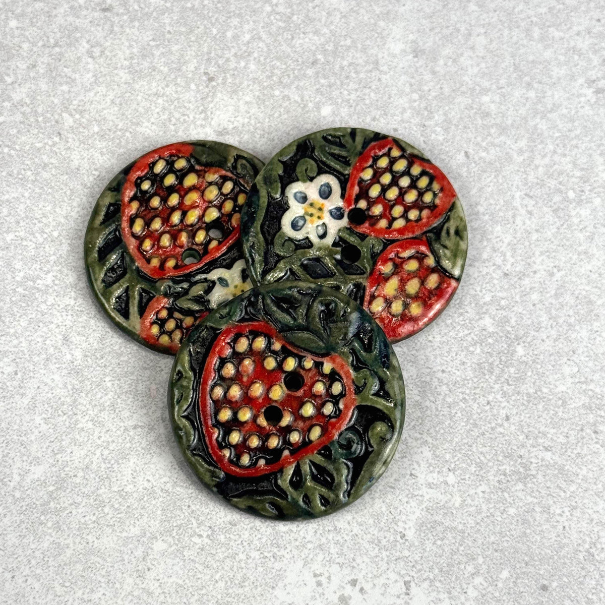 Goblin Core Strawberry Patch Round Ceramic Buttons