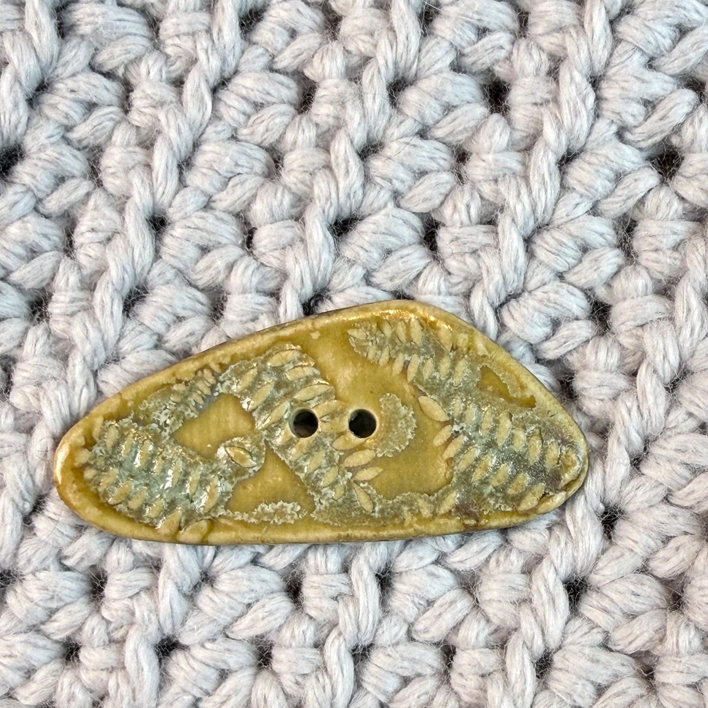 Spring Ferns with Green and Gold 2 Hole Large Triangular Buttons