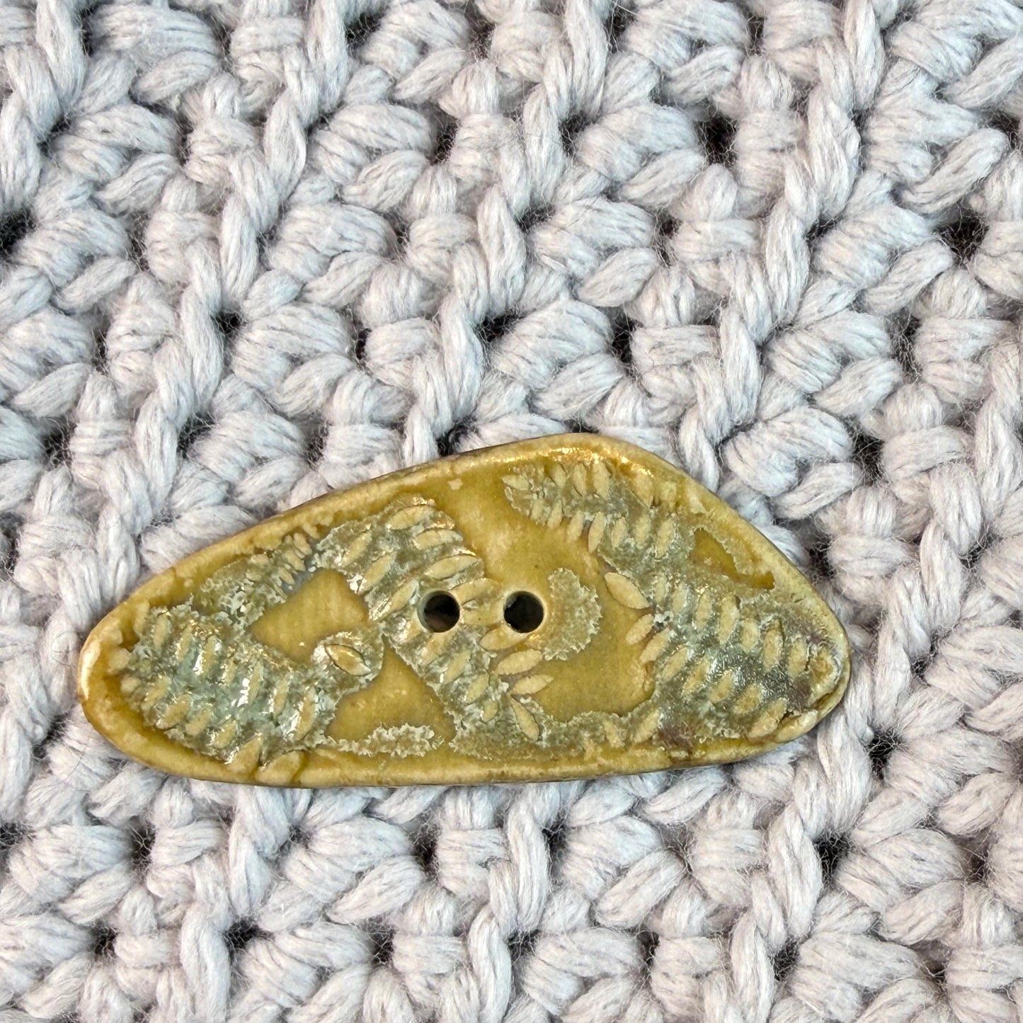Spring Ferns with Green and Gold 2 Hole Large Triangular Buttons