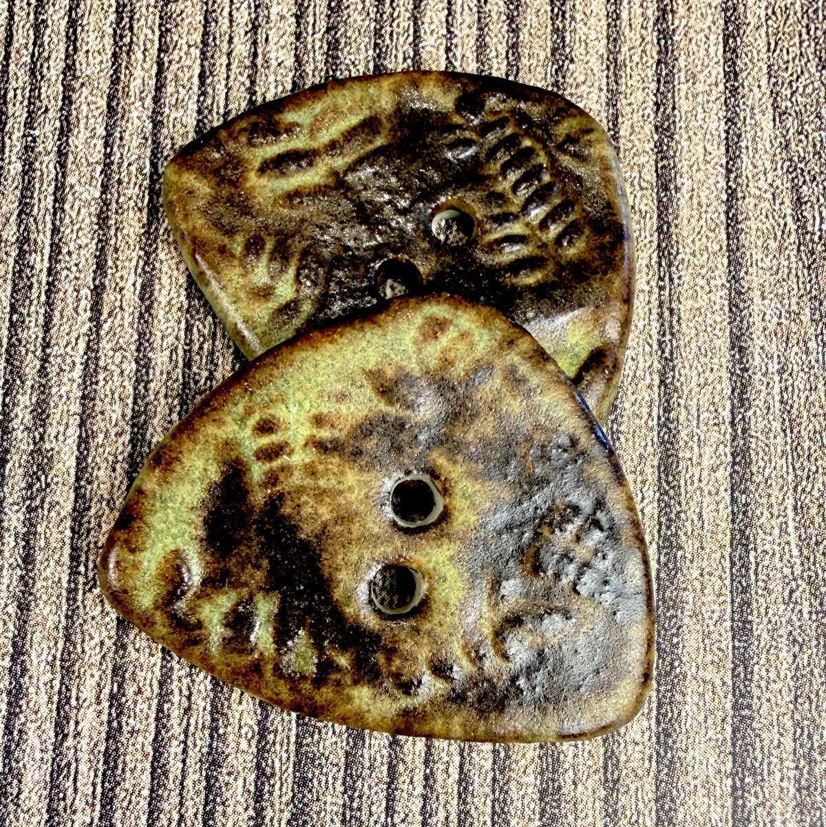 Gold and Brown Matte Fern Pattern Buttons