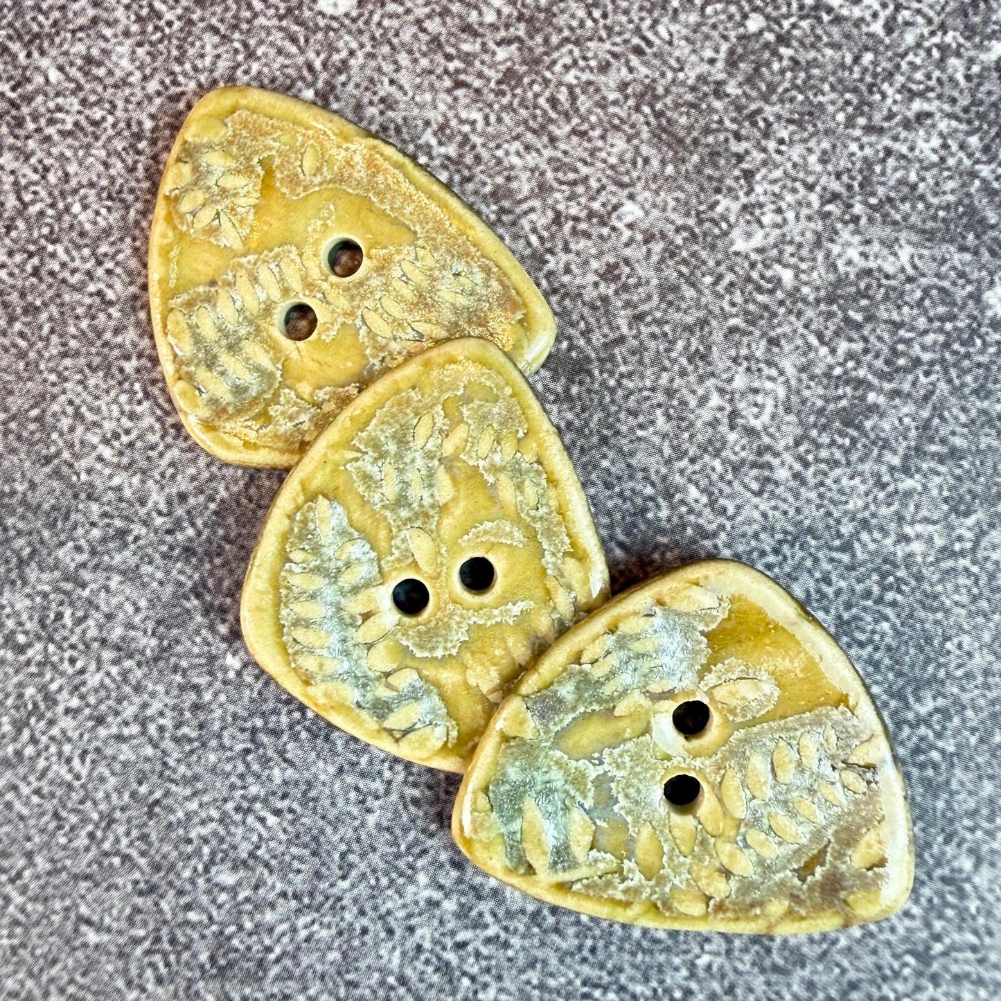 Spring Ferns with Green and Gold 2 Hole Small Triangular Buttons