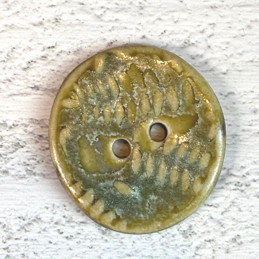 Small Spring Ferns with Green and Gold 2 Hole Round Buttons