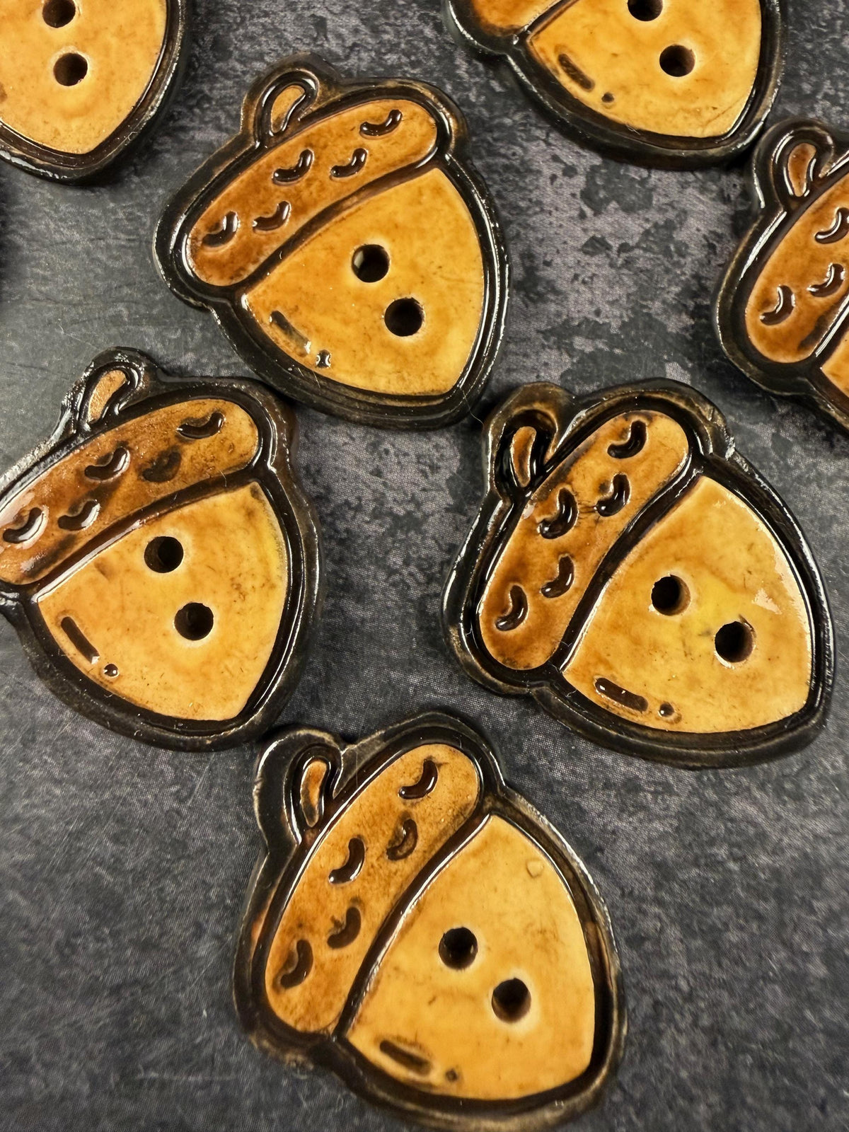 3 Golden Brown Acorn Buttons