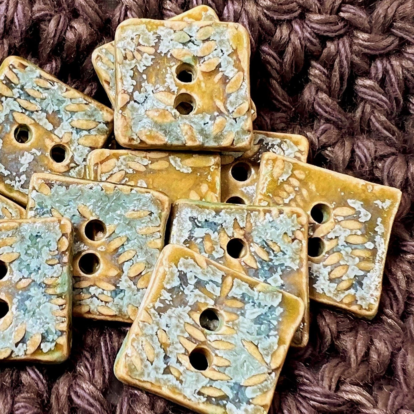 Spring Ferns with Frost 2 Hole Tiny Square Buttons