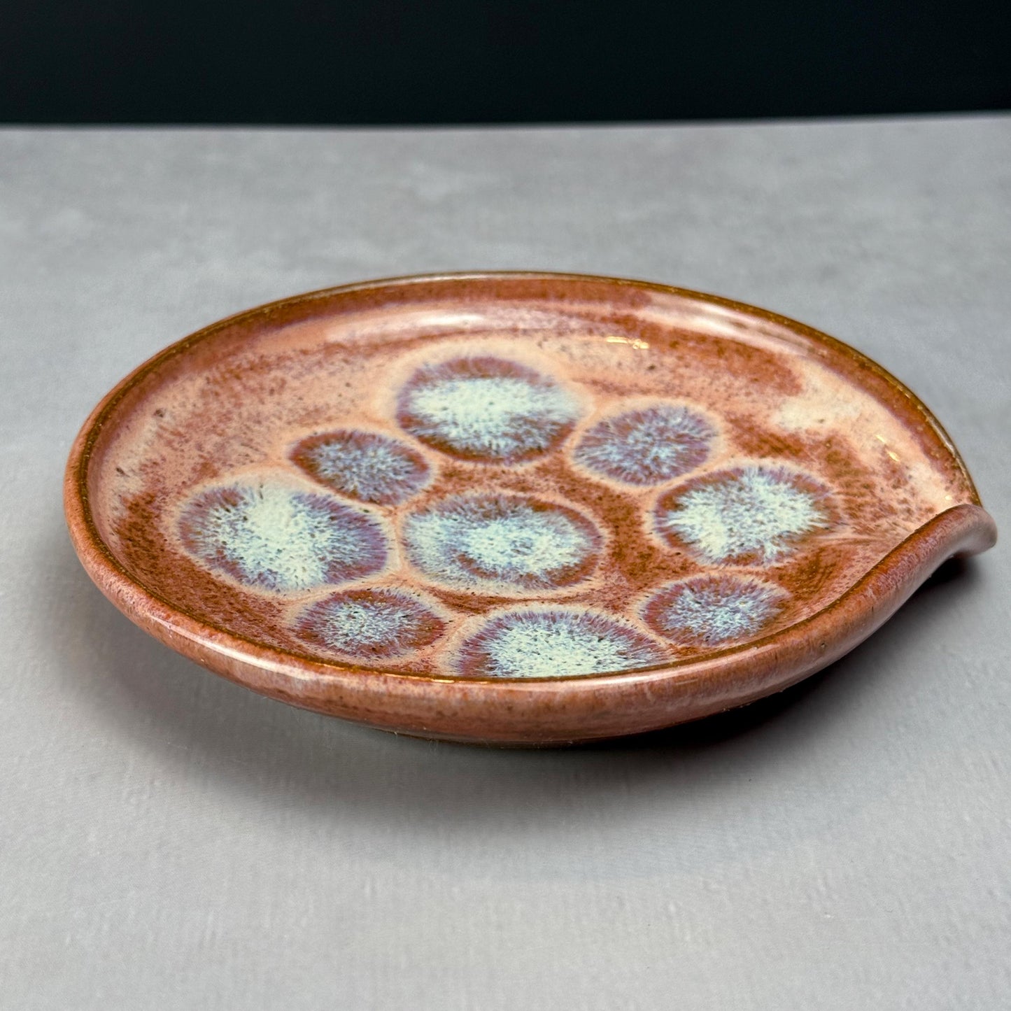 Pink and Blue Stoneware Spoon Rest