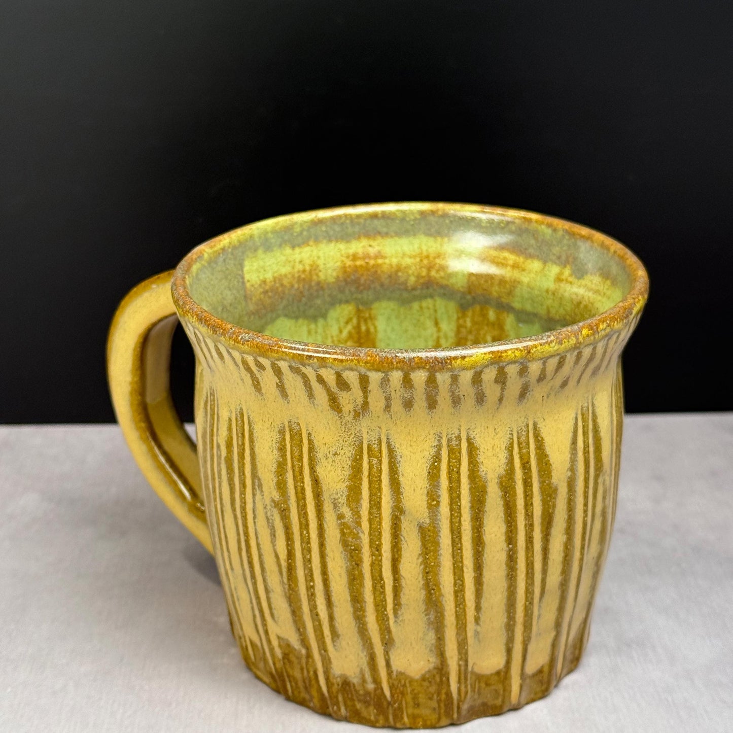 Yellow Ochre and Green Rustic Mug