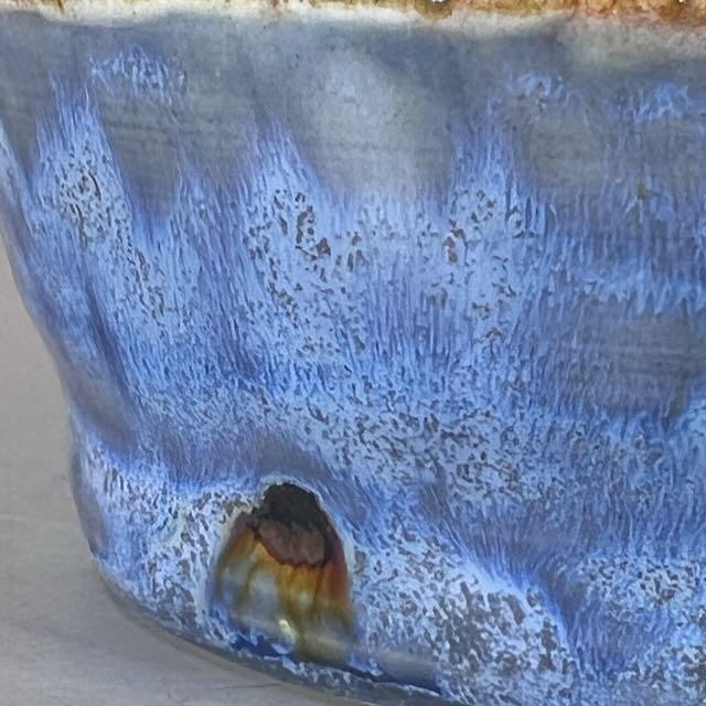 Handmade Glazed Stoneware Prep Bowl, Blue Berry Condiment Bowl