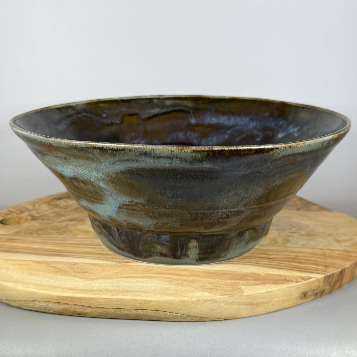 Dark Blue River Run Glazed Stoneware Serving Bowl/Fruit Bowl