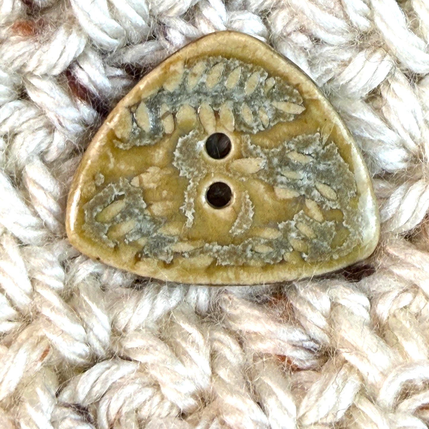 Spring Ferns with Green and Gold  2 Hole Small Triangular Buttons