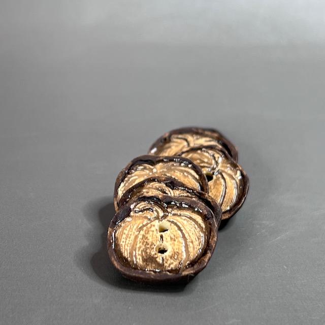 Pumpkin with Brown Details Ceramic Button
