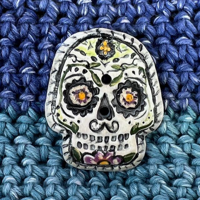 Calavera/Sugar Skull Design Focal Ceramic Bead Male or Female