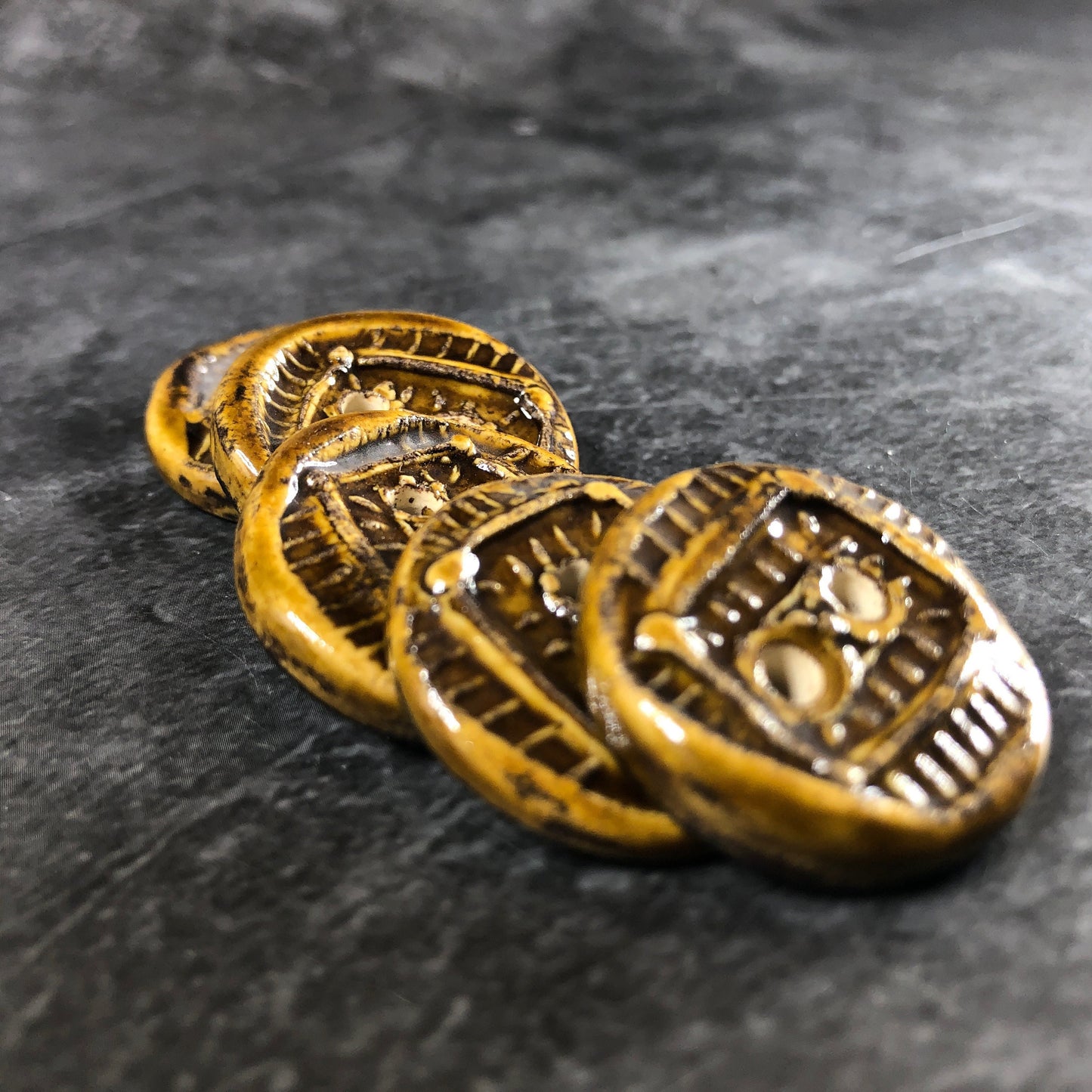 Textured Amber Brown Button