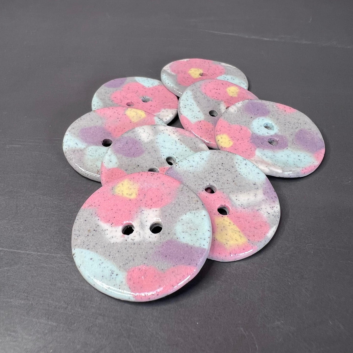 Speckled Porcelain Spring Blossom Patterned Buttons