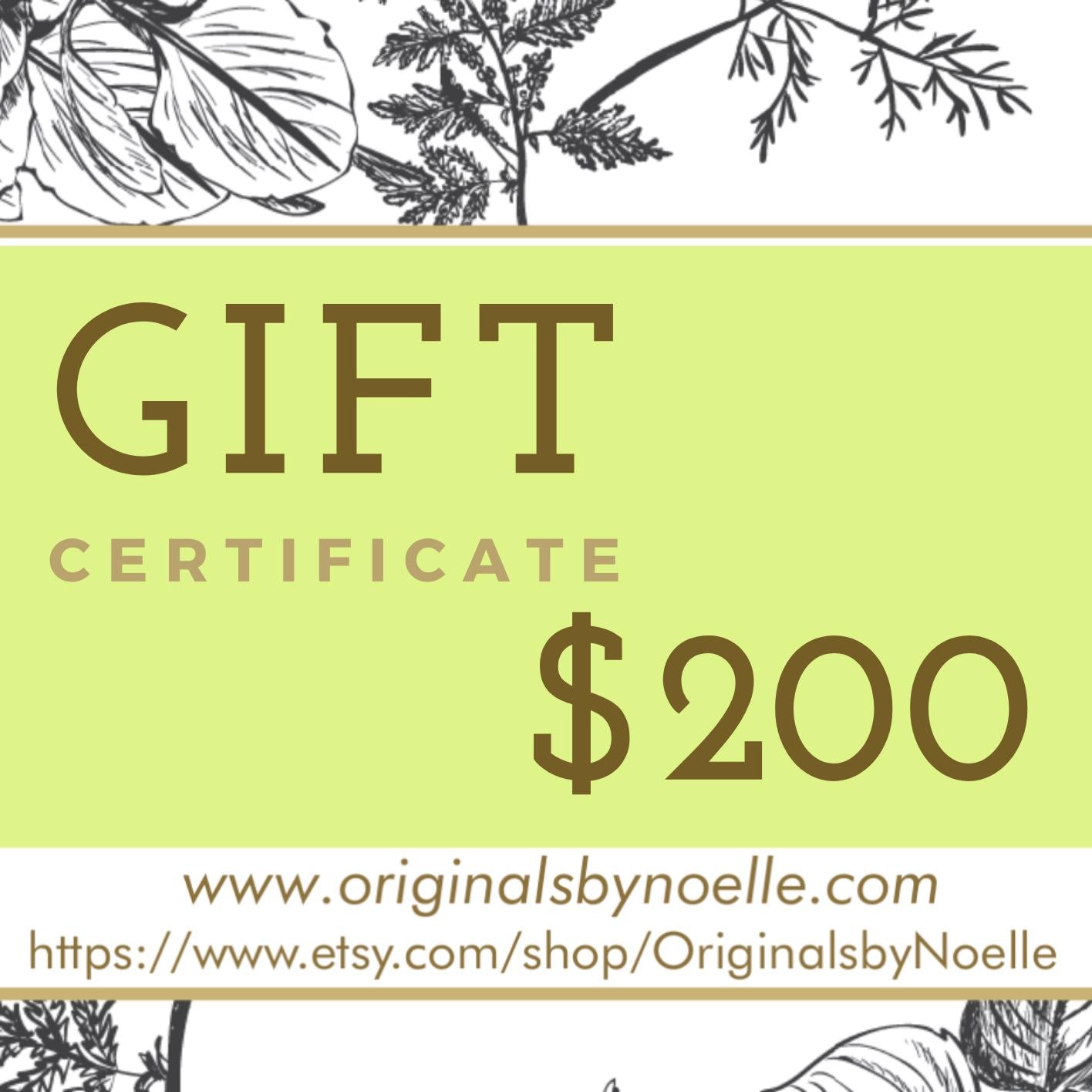 200 Dollar Gift Certificate