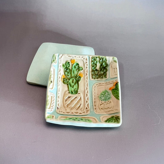 Succulent Design Square Trinket Dish