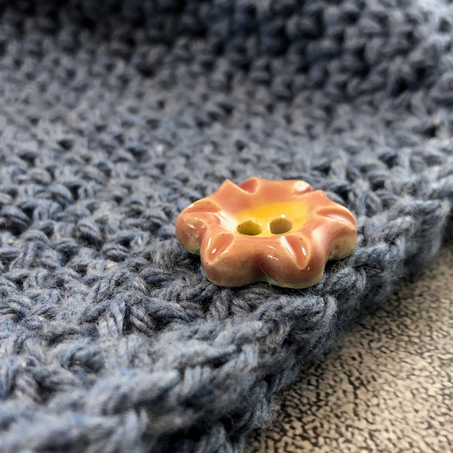 Round Pink and Yellow Flower Button